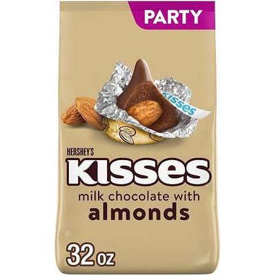 HERSHEY'S KISSES Milk Chocolate with Almonds Candy Party Pack, 32 oz