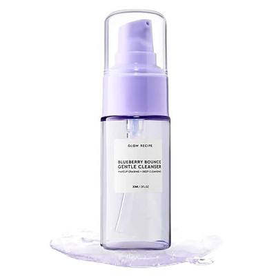 Glow Recipe Blueberry Bounce, Korean Exfoliating Face Wash, Travel Size, Double Cleanse Foaming Cleanser, Makeup Remover + Clarifying Mask, Gentle AHA + Hyaluronic Acid, Sensitive Skin, Vegan (30ml)