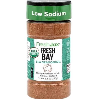 Organic Seafood Seasoning, FreshJax Fresh Bay Savory Spice 5.3oz | Low-sodium upgrade for shrimp, crab, chicken, and fries