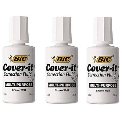 BIC Cover-It Correction Fluid, 20 Milliliter Bottle, White, 1/Each (WOC12-WE), 3 PACK