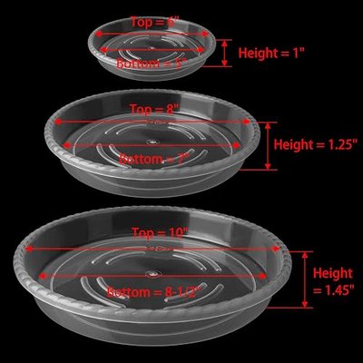 18 Pack Plant Saucer 6, 8,10 Inch Clear Plant Trays for Indoors and Outdoors Plastic Flower Plant Pot Saucers Made of Thicker, Stronger Plastic, with Taller Design