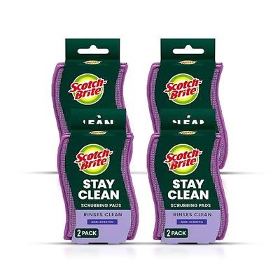 Scotch-Brite Clean & Rinse Non-Scratch Scrub Sponges – Dual-Sided Scrubber with Cloth Side for Wiping, Rinses Clean – 8 Sponges (4 Packs of 2) for Dishes, Countertops, Appliances & More