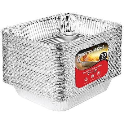 Stock Your Home Aluminum Pans 9x13 Disposable Foil Pans (30 Pack) - Half Size Steam Table Deep Trays - Tin Foil Pans Great for Cooking, Heating, Storing, Prepping Food