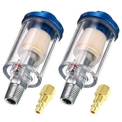 beduan Water Oil Separator Filter, 1/4" NPT Male and Female Thread Spray Gun Filters Air Line Compressor Fitting (Pack of 2)