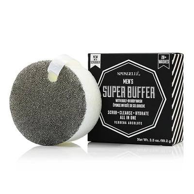 Spongellé Men's Super Buffer, Verbena Absolute | 20+ Washes | Body Wash Infused Exfoliating Body Scrubber | Loofah Sponge For Men | Gift for Father's Day, Vegan, Dermatologist-Tested, Made in USA