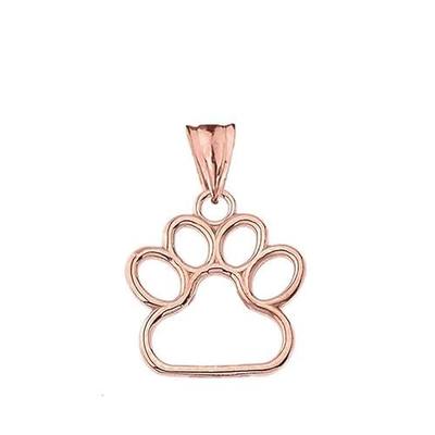 Dainty 14k Gold Dog Paw Print Outline Charm Pendant (Small)