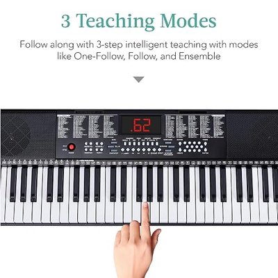 Best Choice Products 61-Key Electronic Keyboard Piano Portable Electric Keyboard Complete Beginner Set w/LED Screen, Stand, Bench, Headphones - Black