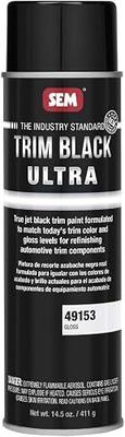 SEM 49153 Trim Black Ultra, Black Spray Paint with Gloss Finish| Designed for Plastic, Aluminum, Steel and Stainless Steel, 14.5 oz. Automotive Aerosol Paint Can