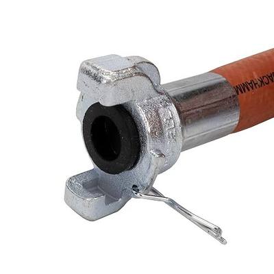 Milton Industries 1638 Industrial Jackhammer Rubber Air Hose 50’ Length x 3/4" Crimped Universal (Chicago) Coupling Connection Fitting, Red - Made in USA