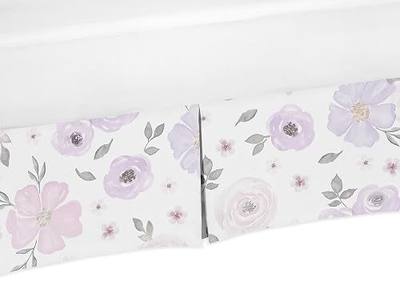 Sweet Jojo Designs Lavender Purple, Pink, Grey and White Girl Pleated Crib Bed Skirt Dust Ruffle for Watercolor Floral Collection - Rose Flower