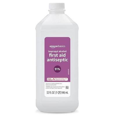 Amazon Basics Isopropyl Alcohol 91% First Aid Antiseptic, Multipurpose Disinfectant for Minor Cuts and Scrapes, Unscented, 32 fl oz Bottle, Pack of 1 (Previously Solimo)