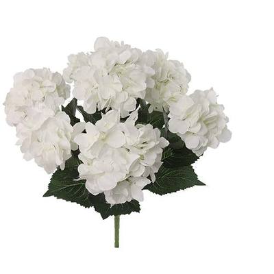 Larksilk White Hydrangea Bush — Realistic Artificial Flowers with Multiple Blooms, UV Resistant Faux Hydrangea for Outdoor Porch, Patio, Planter, Indoor Vase & Home Decor