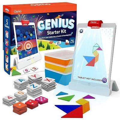 Osmo Genius Kit, Ages 6-10, 5 STEM Learning Games, Spelling & Math, iPad | Includes Osmo iPad base + 5 hands-on games building spelling, math, creativity & problem-solving skills, ages 6-10