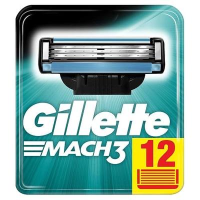 Gillette Mach3 Razor Blades, 12 Replacement Blades for Men's Wet Razors with Triple Blade