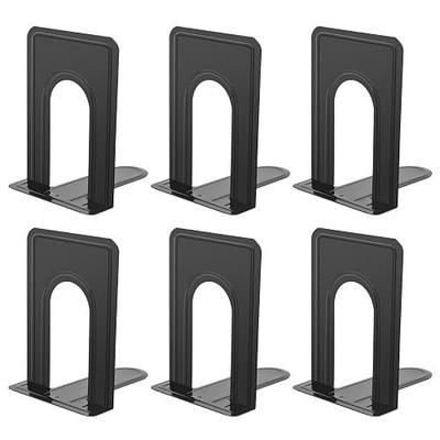 JIKIOU Book Ends, Non-Skid Metal Bookend Supports for Shelves 6 Pieces | Heavy Duty Book End, Office Book Stopper with Anti-slip Foam Protectors, Basic but Effective T Design, 6.69 x 4.9 x 4.3 in