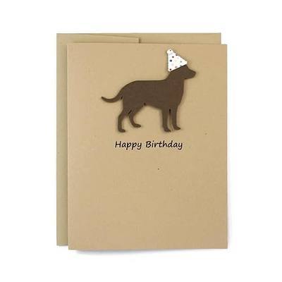 Chocolate Labrador Retriever Birthday Card | Handmade Chocolate Lab Greeting Card | Single Card with Envelope | Party Hat