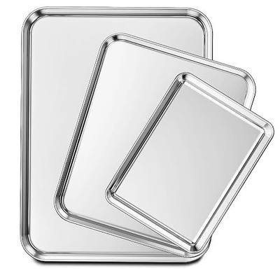 Wildone Baking Sheet Set of 3, Stainless Steel Cookie Sheet Cooking Sheet Pan for Baking & Roasting, 9/12/16 Inch, Non Toxic & Heavy Duty & Easy Clean