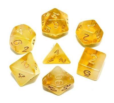 DND Dice Set Yellow & Milky RPG Polyhedral Dice Fit Dungeons and Dragons(D&D) Pathfinder MTG Tabletop Role Playing Game Translucent 7-Die Dice Set