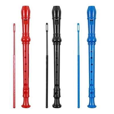 Soprano Recorder Descant Flauta Recorder 8 Hole ABS Clarinet German Style Treble flute C Key With Fingering Chart Instructions with Cleaning Rod Bag 3 Pack