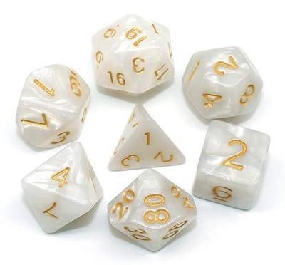 DND Dice Set Pearl White RPG 7-Die Dice Set Fit Dungeons and Dragons(D&D) Pathfinder MTG Role Playing Games Polyhedral Dice with Dice Pouch
