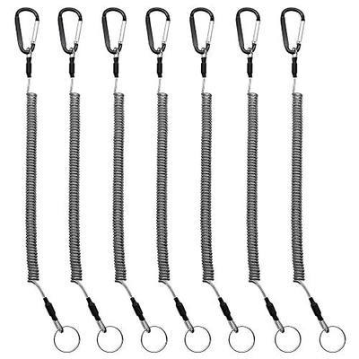 Fishing Lanyard Heavy Duty Retractable Coiled Tether with Carabiner for Pliers, Boating, Tools