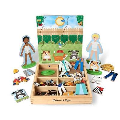 Melissa & Doug Occupations Magnetic Dress-Up Wooden Pretend Play Set (74 pcs) - Magnetic Dress-Up Dolls For Kids