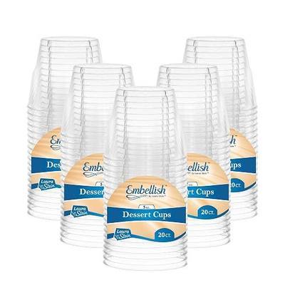 Embellish Clear Plastic Dessert Cups, Disposable Tumblers, 5 Oz, 100 Count