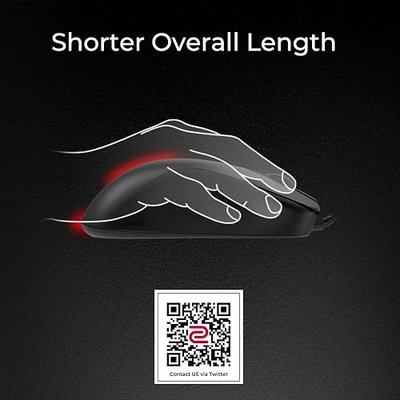 BenQ Zowie S1-C Symmetrical Gaming Mouse | Professional Esports Performance | Driverless | Paracord Cable | Revisioned C-Features | Matte Black | Medium Size