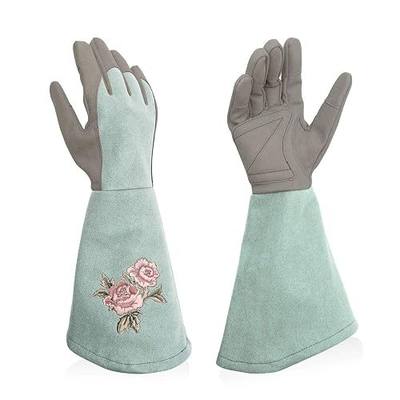 Rose Pruning Gloves with Forearm Protection, Thorn Resistant | Embroidery Design with Extra Long Cuff for Gardening and Pruning Tasks