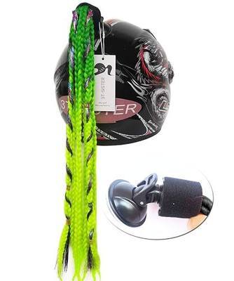 Helmet Pigtails Gradient Ramp Helmet Braids Ponytail Helmet Hair with Suction Cup for Motor Bike 1PCS 24inch (Helmet not Included)