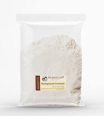 Homestead Gristmill Stone Ground White Cornmeal - Non-GMO, Chemical-Free Finely Ground Corn Meal- Long Shelf Life - Made In The USA - 10 Pounds