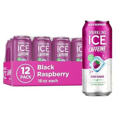 Sparkling Ice Caffeine Black Raspberry Sparkling Water with Caffeine, Zero Sugar, with Antioxidants and Vitamins,16 fl oz Cans (Pack Of 12)