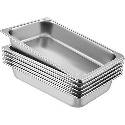 VEVOR 6 Pack Stainless Steel Hotel Pans,Full Size 4Inch Deep 22 Gauge/ 0.8mm Thick Anti-Jam Commercial Food Pans for Steam Tables, Catering Food Storage Metal Pan for Steam Tables, Restaurants
