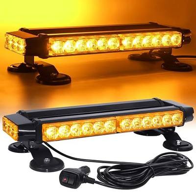 LINKITOM LED Strobe Flashing Light Bar -Aluminum Double Side Amber 30 LED Emergency Hazard Warning Flashing Beacon Strobe Lights with Magnetic Base for Roof Safety Construction Vehicles Tow Trucks
