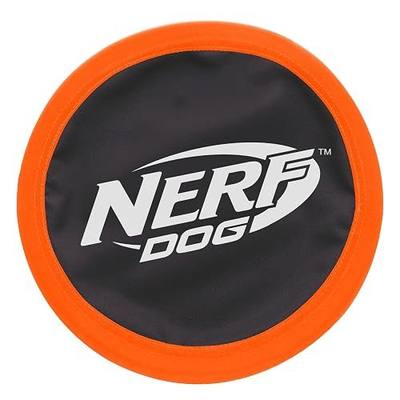 Nerf Dog Zone Flyer Dog Toy, Flying Disc, Lightweight, Durable and Water Resistant, Great for Beach and Pool, 10.5 inch Diameter, for Medium/Large Breeds, Single Unit, Orange/Black