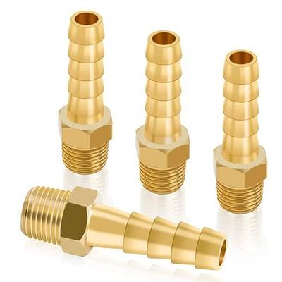KOOTANS 4pcs Brass Hose Barb Fittings 1/4" Hose Barb to 1/8 NPT Male Thread Air Hose Fittings Brass Quick Coupler Air M Type Adapter Connector Fitting