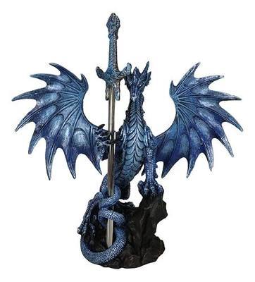 Ebros Sea Blade Ruth Thompson Dragon Statue with Letter Opener Dagger Sword 11.75" Tall Dragon Blade Series Collection Nautical Coastal Ocean Behemoth Creature Medieval Fantasy Dungeons and Dragons