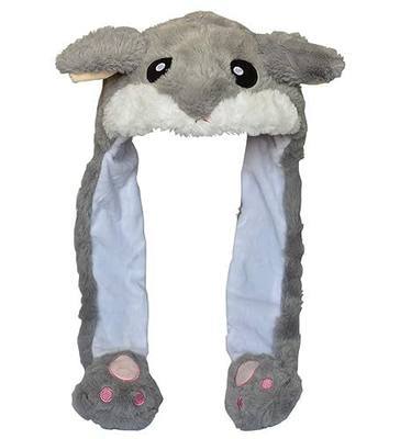 Kids Adults Plush Hat Ear Moving Ear Flap Hat with Paw