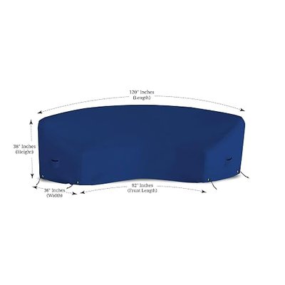 Covers & All Curved Sofa Covers, Made of 18 Oz Waterproof & UV-Resistant Cover Tuff Fabric, Suitable for Indoors/Outdoors (120" L x 36" W x 38" H x 82" FL, Blue)