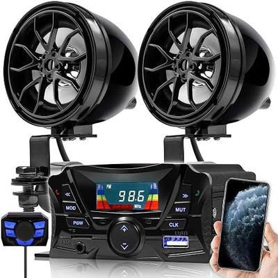 GoHawk Bluetooth Motorcycle Speakers Weatherproof Motorcycle Radio | 180W Full Range Speakers, Wired control, FM radio, AUX USB and SD. Great for Motorcycle, ATV, Scooter Bike,12 Volt Vehicle