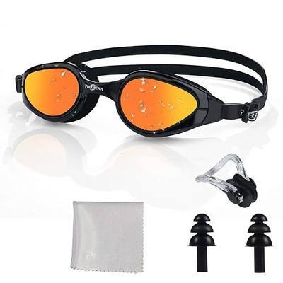 PHELRENA Swim Goggles, Anti Fog,No Leaking,UV Protection,Shatter-Proof, Clear Wide Vision Triathlon Swim Goggles