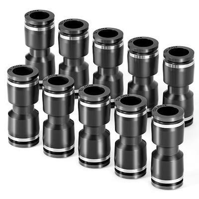 TAILONZ PNEUMATIC Black Straight 1/4 inch Tube OD Push to Connect Tube Fittings Push Lock PU-1/4 (Pack of 10)