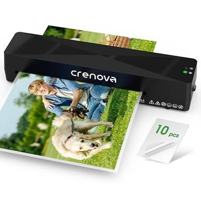 Crenova Laminator Machine with 10 Laminating Sheets, A4 Laminating Machine Hot & Cold with Fast Warm Technology, Thermal Laminator 9 Inch for Home Office School Business Black