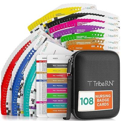 Tribe RN PocketGuru Nursing Pocket Reference Cards - Nursing School Essentials Cheat Sheet for Nurses - More Info Than Nurse Badge Cards or Flashcards - 108 Quick Access Pocket Cards - Nursing Gifts
