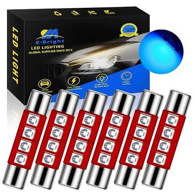 YM E-Bright Blue 28MM Festoon Led For Car Visor Mirror Lights, 14V1CP 6641 6612F Led Festoon Bulb 12V Dome Light, 3030-4SMD, Pack of 6