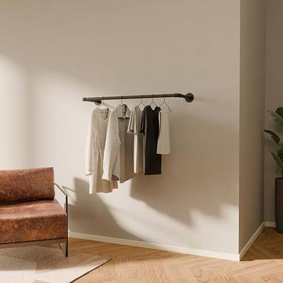 pamo Industrial pipe clothing rack metal black - Wall mounted clothes racks for hanging clothes - Industrial clothing rack wall mounted - FINN I