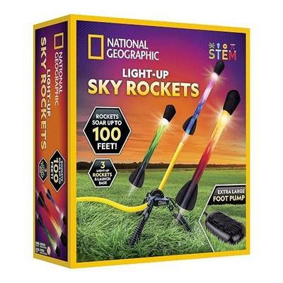 National Geographic LED Air Rocket Launcher Toy for Kids Ages 8-12 | Launches Up to 100 Feet, Air Powered, Foam-Tipped Rockets, Outdoor STEM Toy, Light-Up Rocket, Birthday Gift