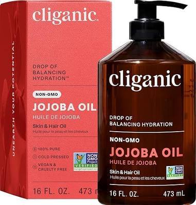 Cliganic Jojoba Oil Non-GMO, Bulk 16oz | 100% Pure for Skin, Hair & Face, Cold Pressed Natural Hexane Free - Hair Relaxer
