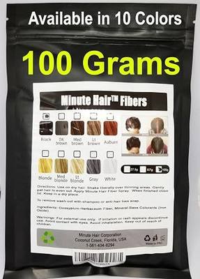 Minute Hair Fibers Refill Bag (Black, 100g) - for Thinning Hair | Refill existing hair fiber shaker bottles. Plant-based hair loss concealer for instantly fuller hair, men & women.