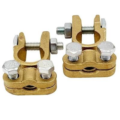 Ampper Brass Battery Terminal Connectors, Top Post Battery Terminals Connector Set for Marine Car Boat RV Vehicle Battery Cable Ends (1 Pair)